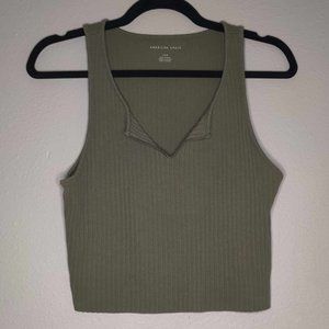 Muted Green American Eagle Crop Tank Top
